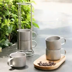 Tom Küche & Esszimmer-Doppelwandige Kaffeetassen aus Edelstahl – 5er-Pack isolierte Becher für heiße und kalte Getränke