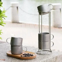 Tom Küche & Esszimmer-Doppelwandige Kaffeetassen aus Edelstahl – 5er-Pack isolierte Becher für heiße und kalte Getränke