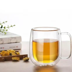 Tom Küche & Esszimmer-Doppelwandige Tee-/Kaffeetasse aus Glas – Getränkebecher im Kungfu-Stil