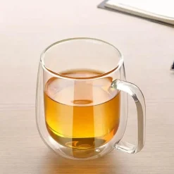 Tom Küche & Esszimmer-Doppelwandige Tee-/Kaffeetasse aus Glas – Getränkebecher im Kungfu-Stil