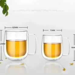 Tom Küche & Esszimmer-Doppelwandige Tee-/Kaffeetasse aus Glas – Getränkebecher im Kungfu-Stil