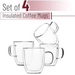 Tom Küche & Esszimmer-Doppelwandiger Kaffeebecher aus Glas – hitzebeständiger Latte-Saftbecher, 250–350 ml