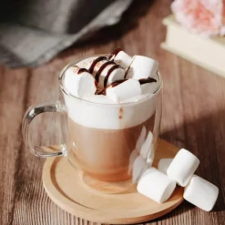 Tom Küche & Esszimmer-Doppelwandiger Kaffeebecher aus Glas – hitzebeständiger Latte-Saftbecher, 250–350 ml