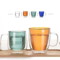 Plates u0026 More Küche & Esszimmer-Doppelwandiges mehrfarbiges Weinglas-Set – Stilvolle Cocktailbecher