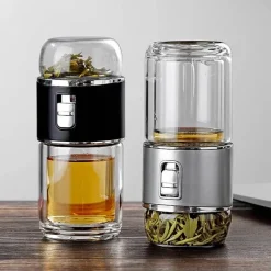 The Cozy Mug Küche & Esszimmer-Doppelwandiges Tee-Ei aus Glas – vielseitige Thermoskanne für heiße und kalte Getränke