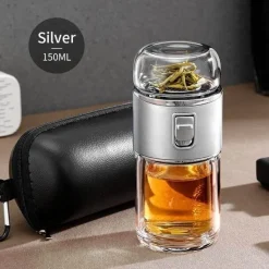 The Cozy Mug Küche & Esszimmer-Doppelwandiges Tee-Ei aus Glas – vielseitige Thermoskanne für heiße und kalte Getränke