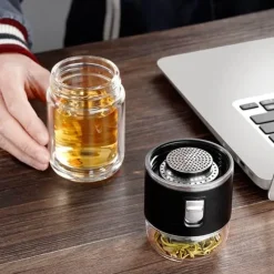 The Cozy Mug Küche & Esszimmer-Doppelwandiges Tee-Ei aus Glas – vielseitige Thermoskanne für heiße und kalte Getränke