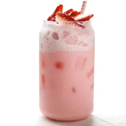 Plates u0026 More Küche & Esszimmer-Dosenförmiges Trinkglas-Set mit Deckel und Strohhalm - Ästhetische Becher