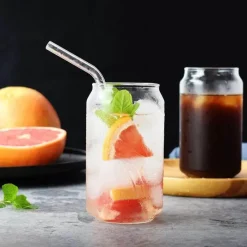 Plates u0026 More Küche & Esszimmer-Dosenförmiges Trinkglas-Set mit Deckel und Strohhalm - Ästhetische Becher