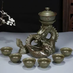 Brew Bliss Küche & Esszimmer-Drachen-Teeservice aus Keramik – Tragbares traditionelles Teeservice
