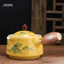 Brew Bliss Küche & Esszimmer-Drehbare Keramik-Teekanne – Traditionelles Harmony-Design