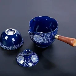 Brew Bliss Küche & Esszimmer-Drehbare Keramik-Teekanne – Traditionelles Harmony-Design