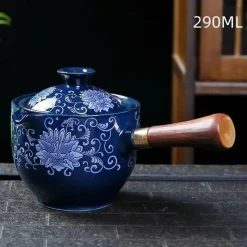 Brew Bliss Küche & Esszimmer-Drehbare Keramik-Teekanne – Traditionelles Harmony-Design