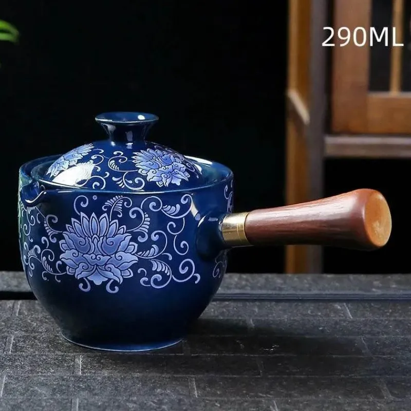 Brew Bliss Küche & Esszimmer-Drehbare Keramik-Teekanne – Traditionelles Harmony-Design