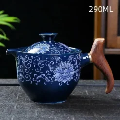 Brew Bliss Küche & Esszimmer-Drehbare Keramik-Teekanne – Traditionelles Harmony-Design