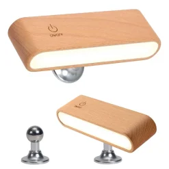 Comfort u0026 Style Beleuchtung-Drehbare magnetische LED-Nachtlampe - wiederaufladbare Schreibtischlampe aus Holz