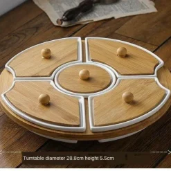 Deco Küche & Esszimmer-Drehbare Servierplatte aus Keramik – Frühstücksteller mit fünf Fächern