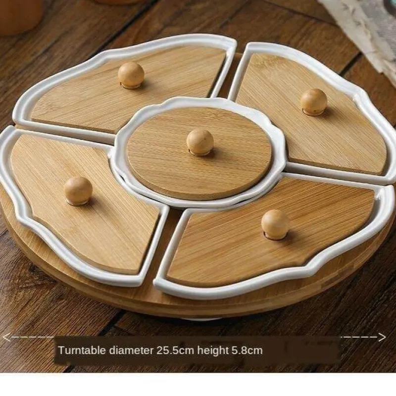 Deco Küche & Esszimmer-Drehbare Servierplatte aus Keramik – Frühstücksteller mit fünf Fächern