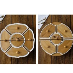 Deco Küche & Esszimmer-Drehbare Servierplatte aus Keramik – Frühstücksteller mit fünf Fächern