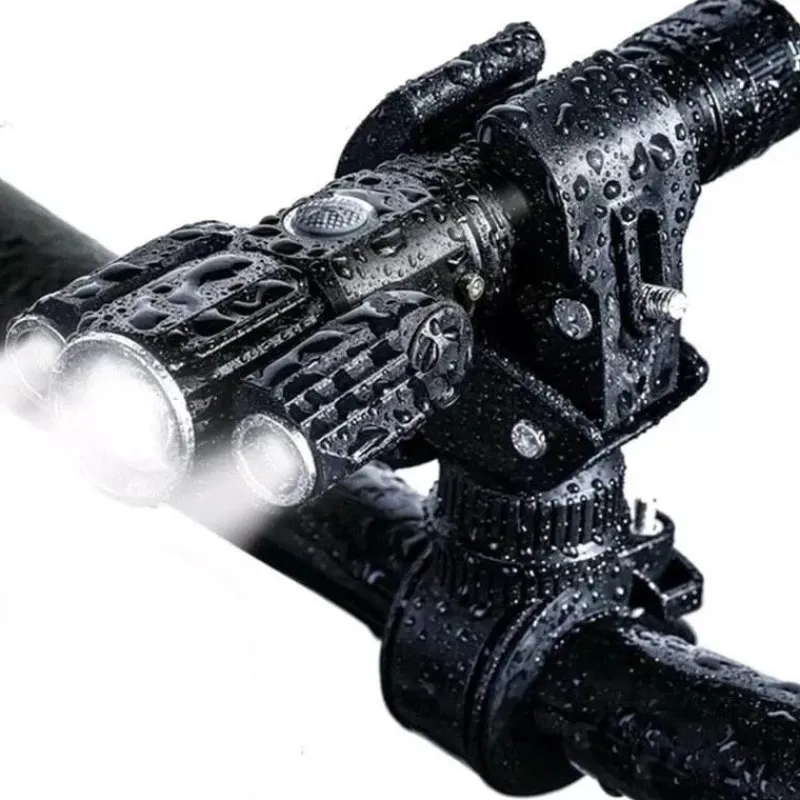 Decor Fahrräder & Verkehr-Drehbare, wiederaufladbare Taschenlampe mit drei Köpfen – vielseitige Außenbeleuchtung