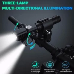 Decor Fahrräder & Verkehr-Drehbare, wiederaufladbare Taschenlampe mit drei Köpfen – vielseitige Außenbeleuchtung