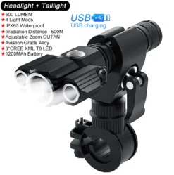 Decor Fahrräder & Verkehr-Drehbare, wiederaufladbare Taschenlampe mit drei Köpfen – vielseitige Außenbeleuchtung