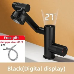 The Blissful Bath Badezimmer-Drehbarer Badezimmerhahn – Japanisches Design mit Digitalanzeige