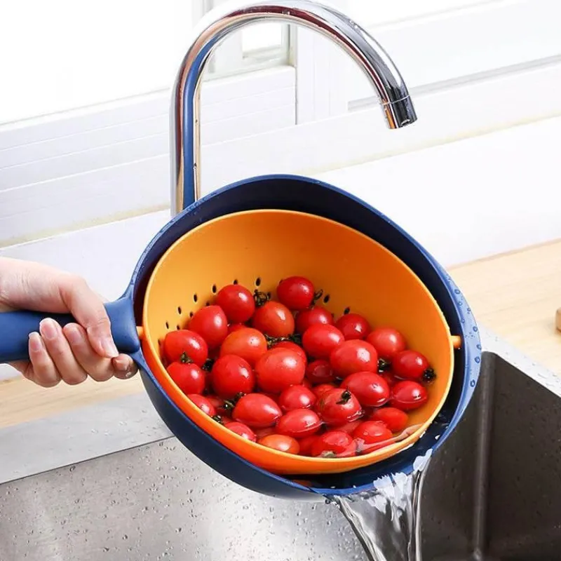 Deco Küche & Esszimmer-Drehbarer doppellagiger Abtropfkorb - Multifunktionaler Küchenorganizer