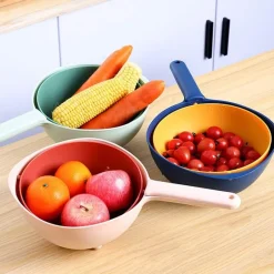 Deco Küche & Esszimmer-Drehbarer doppellagiger Abtropfkorb - Multifunktionaler Küchenorganizer