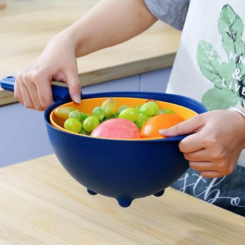 Deco Küche & Esszimmer-Drehbarer doppellagiger Abtropfkorb - Multifunktionaler Küchenorganizer