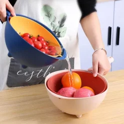 Deco Küche & Esszimmer-Drehbarer doppellagiger Abtropfkorb - Multifunktionaler Küchenorganizer