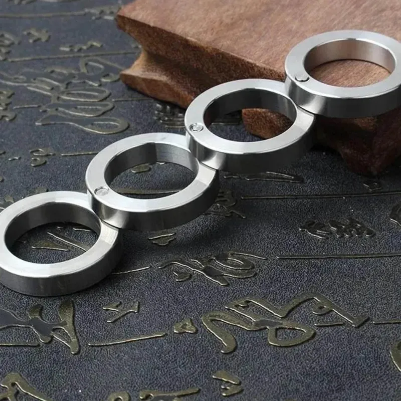 Cozy Living Camping Im Freien|Outdoor & Garten-Drehbarer, faltbarer Selbstverteidigungsring aus Edelstahl