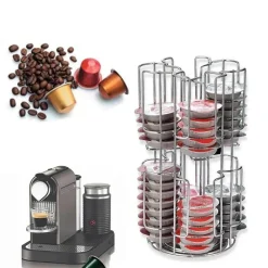 Tom Küche & Esszimmer-Drehbarer Kaffeepadhalter für 64 Kapseln – Stilvoller Aufbewahrungsständer