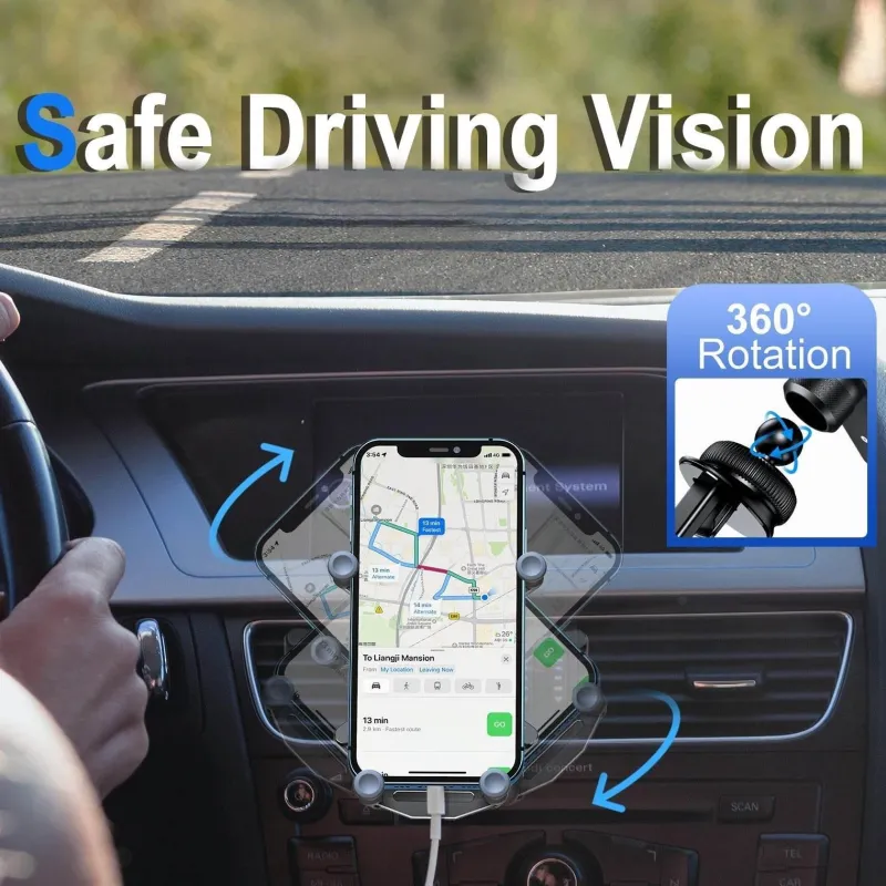 Wild u0026 Free Gear Autozubehör|Automobilindustrie-Drehbarer, unsichtbarer Telefonhalter für die Autolüftung - Verstellbare Universalhalterung