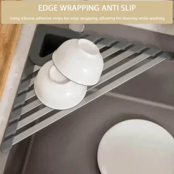 The Culinary Kit Küche & Esszimmer-Dreieckiges Abtropfgestell für die Spüle – platzsparendes Küchenregal