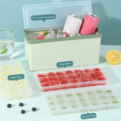 Brew Bliss Küche & Esszimmer-Dreischichtige Eiswürfelschale - Mehrkammer-Eiswürfelbereiter