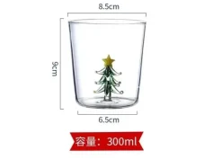 Plates u0026 More Küche & Esszimmer-3D-Weinglas mit Weihnachtsbaum – 300 ml, Trinkgeschirr für die Feiertage, Geschenk