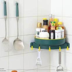 Tranquil Waters Badezimmer|Küche & Esszimmer-Eck-Küchen-Organizer – Dreieckiges Lagerregal zur Wandmontage