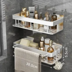 Tom Küche & Esszimmer-Eckregal aus Aluminium – Wandmontiertes Aufbewahrungsregal für Bad und Küche