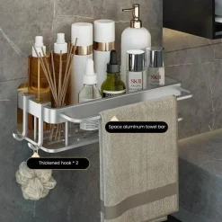 Tom Küche & Esszimmer-Eckregal aus Aluminium – Wandmontiertes Aufbewahrungsregal für Bad und Küche