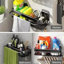 Tom Küche & Esszimmer-Eckregal aus Aluminium – Wandmontiertes Aufbewahrungsregal für Bad und Küche