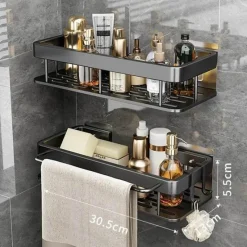 Tom Küche & Esszimmer-Eckregal aus Aluminium – Wandmontiertes Aufbewahrungsregal für Bad und Küche