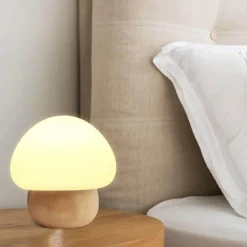 Comfort u0026 Style Beleuchtung-Eco-Friendly Wooden Mushroom Lamp - LED Accent Night Light