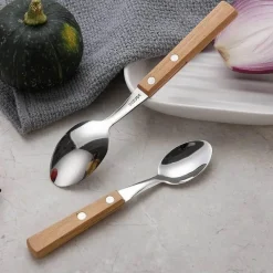 Tom Küche & Esszimmer-Edelstahl-Besteckset mit eleganten Holzgriffen zum Essen