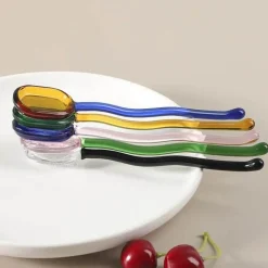 Plates u0026 More Küche & Esszimmer-Edles Dessertlöffel-Set aus Glas – Stilvolles Servierbesteck für Desserts