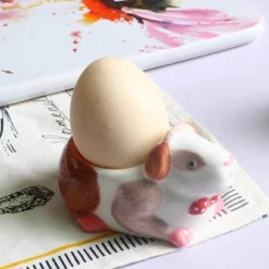 The Decor Haven Küche & Esszimmer-Eierhalter-Set aus Keramik – süße Frühstückshalter in Tierform, 2 Stück