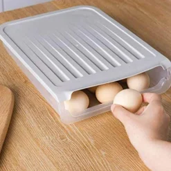 The Decor Haven Küche & Esszimmer-Eier-Organizer – automatisch rollender Aufbewahrungsbehälter