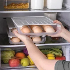 The Decor Haven Küche & Esszimmer-Eier-Organizer – automatisch rollender Aufbewahrungsbehälter