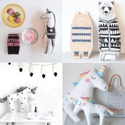 Kinder The Decor Haven Kinderwagen & Zubehör-Einhorn-Babykissen – weiche Kopfstütze aus Plüsch für Kleinkinder