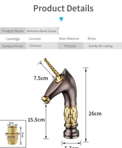 The Culinary Kit Küche & Esszimmer-Einhorn-Badezimmerarmatur – Kreative Einzelwaschbeckenarmatur